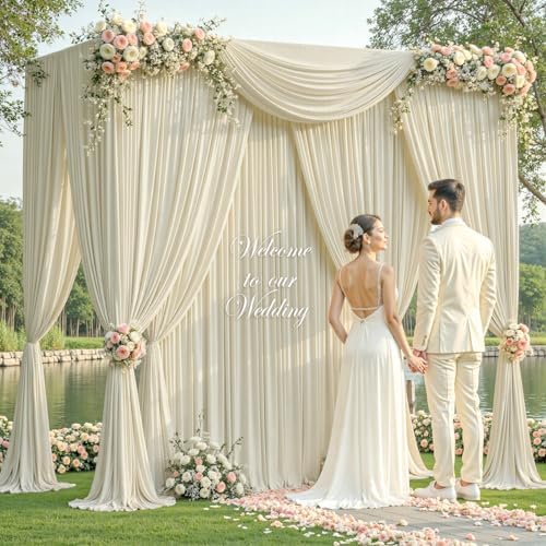 40ft x 10ft Wrinkle Free Beige Wedding Backdrop Curtains for Party Bridal Shower Reception Decorations Beige Fabric Curtain Backdrops Drapes for Photography Baby Shower Birthday Background - Image 4