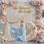 10×12ft Wrinkle Free Beige Backdrop Curtain for Wedding Parties-2 Panels 5×12ft Long Soft Silky Polyester Backdrop Drapes Photo Back Drop Curtains for Party Photography Background Cloth by ENJOYYOURPARTY