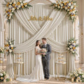 30×12ft Wrinkle Free Beige Backdrop Curtain for Wedding Parties-6 Panels 5×12ft Long Soft Silky Polyester Backdrop Drapes Photo Back Drop Curtains for Party Photography Background Cloth by ENJOYYOURPARTY
