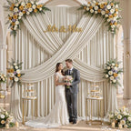 20×12ft Wrinkle Free Beige Backdrop Curtain for Wedding Parties-2 Panels 5×12ft Long Soft Silky Polyester Backdrop Drapes Photo Back Drop Curtains for Party Photography Background Cloth - Image 6