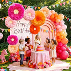 Serwalin 8 Pcs 31.5*24*20" Hot Pink Orange Giant Paper Flowers Decorations - Image 5