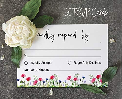 50 Blank RSVP Cards with White Envelopes-Floral Style Response Card-RSVP for Wedding-Rehearsal Dinner-Baby Shower-Bridal Shower-Engagement Party Invitations - Image 5