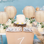 Baquler 12 Sets Print Burlap Baby Shower Decorations Hot Air Balloon Table Centerpieces DIY Boho Paper Lanterns Farmhouse Rustic Neutral Chinese for Wedding Birthday Party Classroom Decor - Image 5