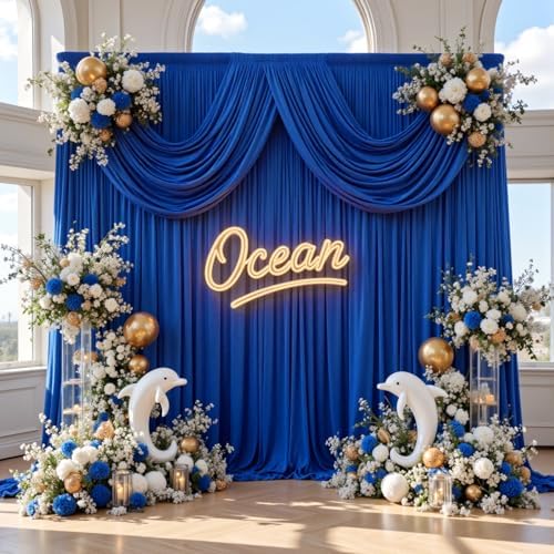 20x10ft Wrinkle Free Royal Blue Backdrop Curtain for Parties, Soft Wedding Blue Curtain Backdrop, Polyester Photo Backdrop Drapes for Birthday Party Baby Shower Photography Background by HietaapPartyDecorations