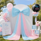 Canlierr Extra Large Pink and Blue Organza Bow Gender Reveal Decorations 39 x 59 Inch Giant Pink Blue Tulle Bow with Tie and Long Ribbon Tails for Wedding Valentines Party Backdrop Room Wall Decor by Canlierr