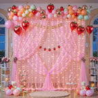 20ft x 10ft Pink Tulle Photo Backdrop Curtain with Lights String for Baby Shower Sheer Baby Pink Curtain Backdrop for Birthday Party Wedding Photo Booth Photography Background Decorations - Image 5