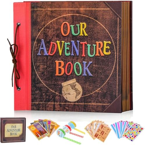 Our Adventure Book 12x12 Inch,Scrapbook Album Large Handmade Travel Scrapbook 60 Pages DIY Album for Anniversary,Wedding,Travelling,Writing,Baby,Friends,Family,Couple Gifts (12in-Adventure Book) by FEIYUBUY