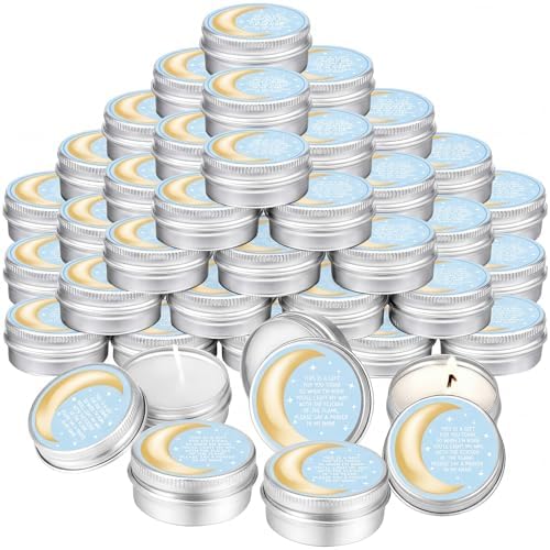 MTLEE 50 Pcs Over The Moon Baby Shower Candles 1 Oz, Light Blue by MTLEE