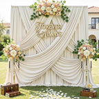 50ft x 12ft Wrinkle Free Beige Backdrop Curtains for Parties, Silky Photo Backdrop Drapes 12FT Long Back Drop Cloth for Wedding Birthday Photography Background Decor by CO-AVE