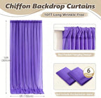 30ft x 10ft Purple Backdrop Curtains, Wrinkle-Free Sheer Chiffon Fabric Photo Backdrop Drapes for Wedding Arch Party Ceremony Stage Photography Decorations - Image 2