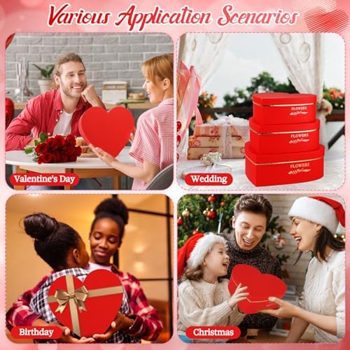 Glenmal 3 Pcs Heart Shaped Gift Boxes with Lids,Red - Image 4