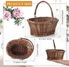 Barydat 6 Pcs Small Wicker Basket with Handle, Brown, 9" X 7" X 4" - Image 2