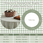 Sage Green Striped Ruffle Tablecloth 70" Round Farmhouse Flounces Trim Table Cover for Seat 4-6 for Picnic Dining Kitchen Party Wedding Decor - Image 2