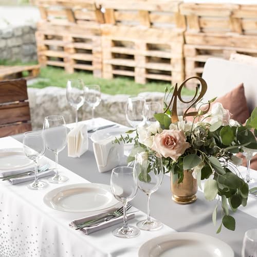 MASHAN 12Pcs White Silver Tablecloth Party Decorations,Plastic White Table Cloth Printed Silver Runner Disposable Rectangle Table Cover for Birthday Wedding Anniversary Graduation Party,54 x108 Inch - Image 5