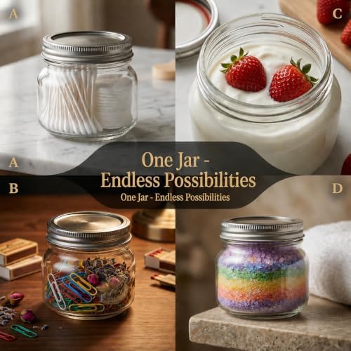 8 oz Mason Jars with Airtight Silver Lids - 30 Pack Small Glass Jars Set with Labels, Twine & Mesh Bags - Wide Mouth Canning Jars for Party Favors, Baby Shower, Wedding & Bulk Crafts - Image 4