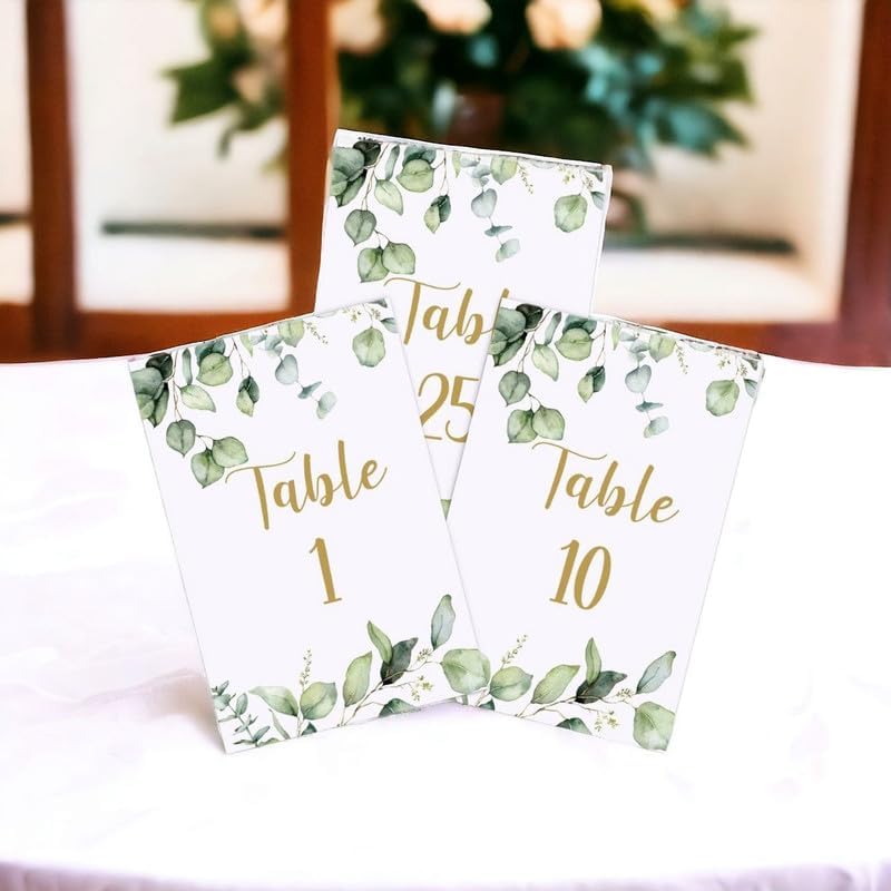 Greenery Eucalyptus Table Number Cards Double Sided Party Table Numbers for Reception Baby Shower Anniversary Birthday Bridal Party 4x6 Inch, 100 - Image 3