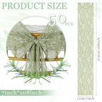 VitalCozy 50 Pack Sage Green Lace Chair Sashes with Bows Wedding Decor - Image 2