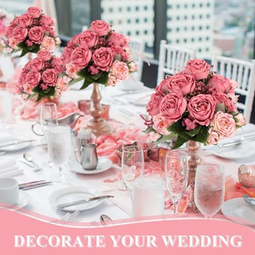 8 Bundles Artificial Peony Centerpiece Flowers,Dark Pink - Image 4