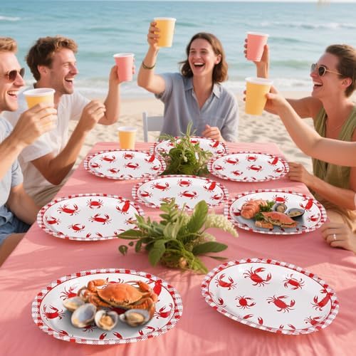 50 Pcs Large Crab Boil Oval Paper Plates 12" × 10" Heavy Duty for Summer - Image 6