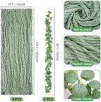 Leinuosen 8 Set 10 ft Sage Green Table Runner with Eucalyptus Garland - Image 2
