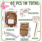 Kosiz Baby Shower Guest Book Frame, 60 Guests Wooden Hearts, Wood Floral - Image 2