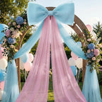 Canlierr Extra Large Pink and Blue Organza Bow Gender Reveal Decorations 39 x 59 Inch Giant Pink Blue Tulle Bow with Tie and Long Ribbon Tails for Wedding Valentines Party Backdrop Room Wall Decor - Image 5