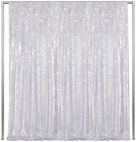 Silver Backdrop Curtains 2 Pieces 5FTx10FT Sequin Backdrop Decor for Party Wedding Christmas Background by SoarDream