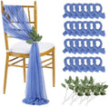 QueenDream Dusty Blue Sashes Wedding Chair Decorations: 24PCS Tulle Chairs Cover Bands Aisle Sheer Chair Bows for Indoor Outdoor Ceremony Banquet by QueenDream