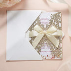50Pcs Glitter Floral Laser Cut Wedding Invitation Cards Blank with Envelope - Image 3