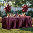 Partisky Burgundy Polyester Table Skirt for Rectangle Tables 14ft, Wrinkle Resistant Pleated Ruffle Table Cloth for Banquet Wedding Trade Baby Shower Display Gift Dining Table - Image 2