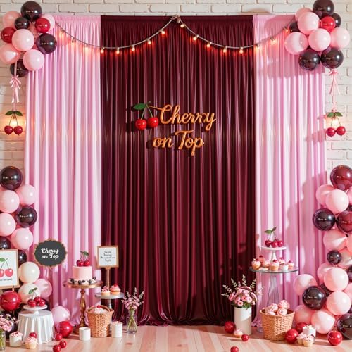 Burgundy Satin Backdrop Curtains 4 Panels - Glitter Photo Drapes for Baby Shower, 20x10FT Shimmer Back Drop Cloth, Wrinkle Free for Birthday Party Prom Wedding Stage Background - Image 6