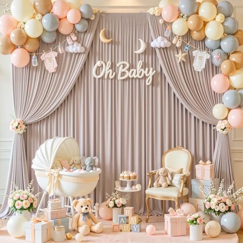 40x10ft Nude Backdrop Curtains for Wedding Parties Wrinkle Free Photo Backdrop Drapes for Photography Birthday Baby Shower Soft Fabric Party Backgournd for Photoshoot 5x10ft, 8 Panels - Image 3