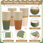 Mimorou 169 Pcs Sage Green and Brown Plates Napkins Cups Flatware Set - Image 5