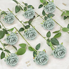 48 PCS Dusty Green Roses Artificial Flowers, Silk - Image 4