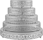 Wenqik 5 Pcs Metal Silver Cake Stand,16/14/12/10/8 in Round Cake Holder by Wenqik