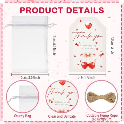 Sliner 50 Sets Baby Shower The Cherry Shot Glass Gift Bulk for Guests - Image 4