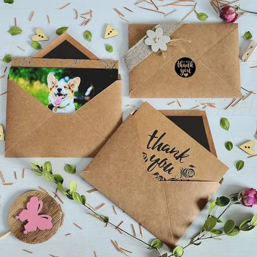 150 Thank You Cards with Matching Brown Kraft Envelopes and Stickers - Elegant 10 Designs Kraft Paper Bulk Blank Notes, Prefolded 4x6 Inch Blank - Image 6