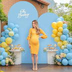 Baby Blue Arch Covers 2 Set 7.2 and 6ft Light Blue Arch Backdrop Cover Spandex Wedding Arch Stand Covers for Birthday Party Baby Shower Boy Wedding Banquet Photo Metal Balloon Arches Backdrop - Image 4