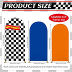 3 Pcs Race Car Arch Backdrop Cover Adaptable for 4ft 5ft 6ft Size Frames Black and White Checkered Chiara Hot Arch Stand Covers for Racing Birthday Baby Shower Party Decorations Supplies - Image 2