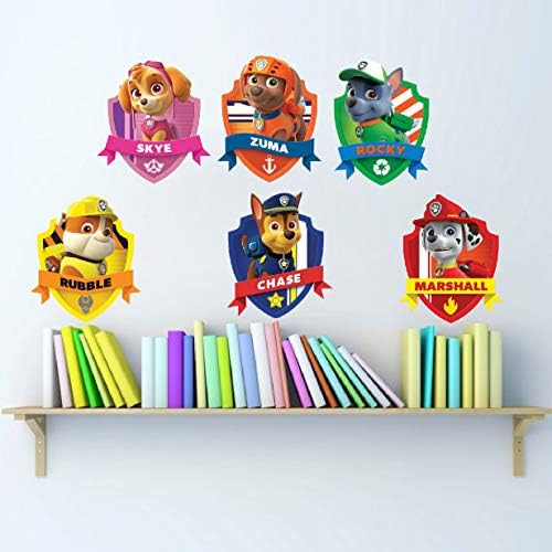 Paw Dog Wall Decals Kids Cartoon - Paw Team Kids for Bedroom Apartment Wall Decor Toys Kid Nursery Removable Decoration TV Show Wall Mural, Size: Six 8 Inch Decals - Image 2