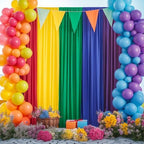 Rainbow Backdrop Curtains 10×7ft Bright Colorful Backdrop Covers for Unicorn Party Baby Shower Photo Booth Birthday Stage Home Events Decor 5 Panels - Image 2