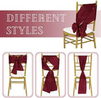 fani 60 PCS Satin Chair Sashes, 7x78 Inch, Burgundy - Image 4
