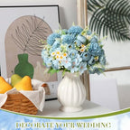 Tigeen 12 Bundles Peonies Artificial Flowers Faux Roses, Mist Blue - Image 4