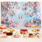 10x10ft Purple Butterfly Floral Garage Door Birthday Decorations Cover Elegant Flowers Background for Girls Princess Butterfly Baby Shower Party Decor Backdrop Outdoor Indoor Photo Wall Background - Image 2