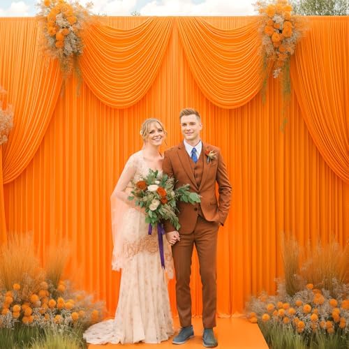 40x10FT Orange Backdrop Curtains for Wedding Parties, Wrinkle Free Polyester Photography Backdrop Drapes for Wedding Baby Shower Birthday Parties Stage Background Stand Decorations 4x10ft,10 Panels - Image 7