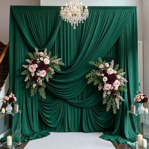 10ft×15ft Forest Green Backdrop Curtain for Wedding Parties by PartyVillage