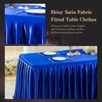 6 Pack Royal Blue Satin Table Clothes for 8 Foot Rectangle Tables - 8FT Wrinkle Resistant Glitter Rectangle Tablecloths, Party Table Covers for Wedding Banquet, Baby Shower, Birthday, Holiday Dinner - Image 4