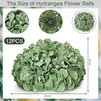 Sage Green Hydrangea Flower Balls for Centerpieces,12 PCS, 8 Inch - Image 2