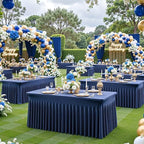 2 Pack 6ft Navy Blue Spandex Table Cloths for Rectangle Tables Wrinkle Free Rectangle Tablecloths, Stretch Fitted Table Cover with Skirt for Birthday Party Wedding Banquet Baby Shower Buffet Event - Image 2