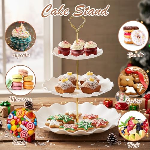 LemonRoad 19 Pcs Cupcake Stand Holder Dessert Table Display,White and Gold - Image 5